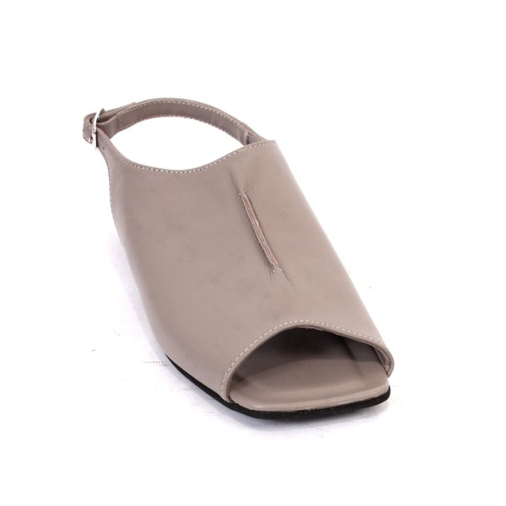 Kapogiro 2177 Gray Leather Flat Sligback Sandals Shoe